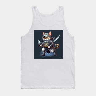 Cute cat in knight armour-Cat with swords-Brave cat-Cats in Medieval times Tank Top